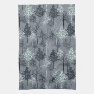 Navy Blue White und Imitate Glitzer Trees Geschirrtuch