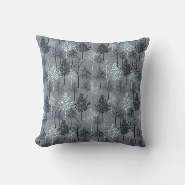 Navy Blue White und Imitate Glitzer Trees Kissen (Vorderseite)