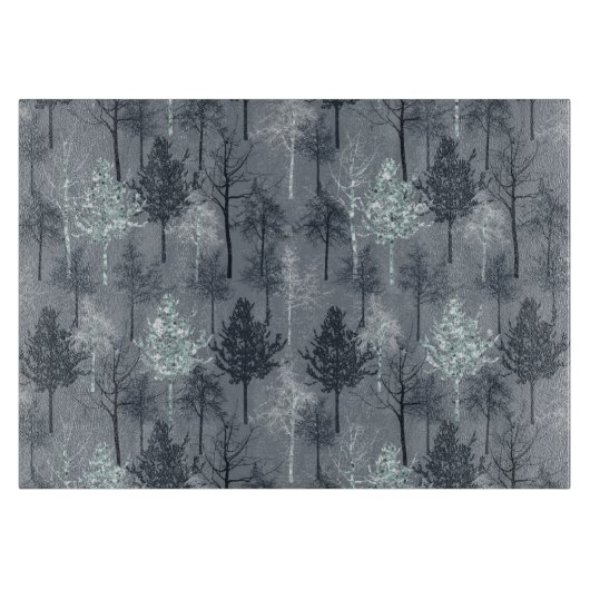 Navy Blue White und Imitate Glitzer Trees Schneidebrett (Vorderseite)