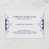 Navy Blue & White Verziert Lace Frame Visitenkarte (Rückseite)
