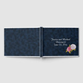 Navy Blue White Vintag Floral Wedbook Gästebuch (Voll)