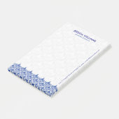 Navy Blue & White Vintag Lace Post-it Klebezettel (angewinkelt)