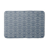 Navy Blue & White Wavy Muster Badematte (Vorderseite)