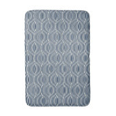 Navy Blue & White Wavy Muster Badematte (Vorderseite Vertikal)