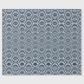 Navy Blue & White Wavy Muster Geschenkpapier (Flach)
