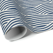 Navy Blue & White Wavy Muster Geschenkpapier (Rolleneckpunkt)
