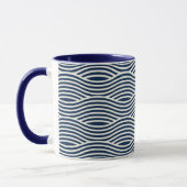 Navy Blue & White Wavy Muster Tasse (Links)