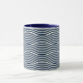 Navy Blue & White Wavy Muster Tasse (Zentrum)