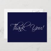 Navy Blue White Wedding Vielen Dank Postkarten (Vorne/Hinten)