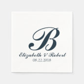 Navy Blue White Wedgram Napkins Serviette (Vorderseite)