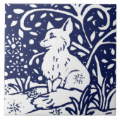 Navy Blue White Winter Fox Woodland Animal Trivet Fliese (Vorderseite)