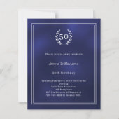 Navy blue white wreath elegant birthday invitation (Vorderseite)
