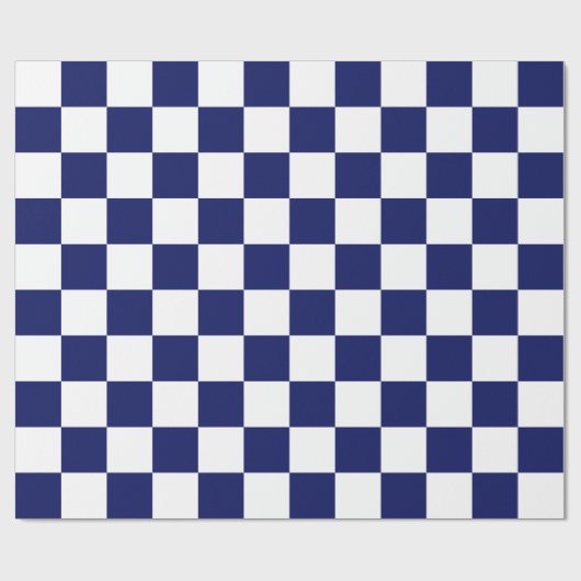 Navy Blue White XL Schachbrett Board Muster Geschenkpapier (Flach)