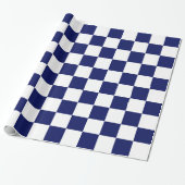 Navy Blue White XL Schachbrett Board Muster Geschenkpapier (Ungerollt)