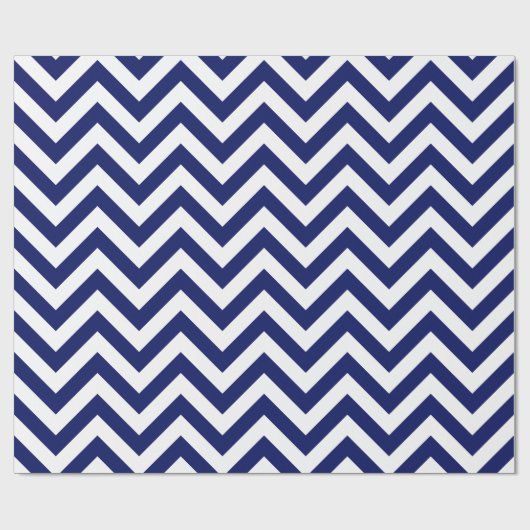 Navy Blue White XL Zickzack ZigZag Muster Geschenkpapier (Flach)