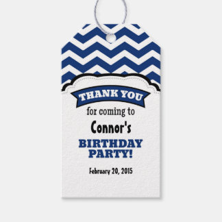 Navy Blue White Zickzack Geburtstag Danke Tags Geschenkanhänger