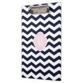 Navy Blue & White Zickzack Monogram Clipboard Klemmbrett (Links)