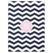 Navy Blue & White Zickzack Monogram Clipboard Klemmbrett (Rückseite)