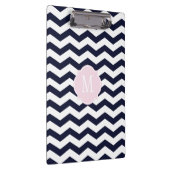 Navy Blue & White Zickzack Monogram Clipboard Klemmbrett (Rechts)