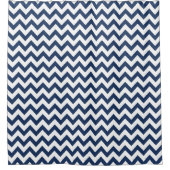 Navy Blue White Zickzack Pattern Duschvorhang (Vorderseite)
