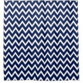 Navy Blue & White Zickzack Pattern Duschvorhang (Vorderseite)
