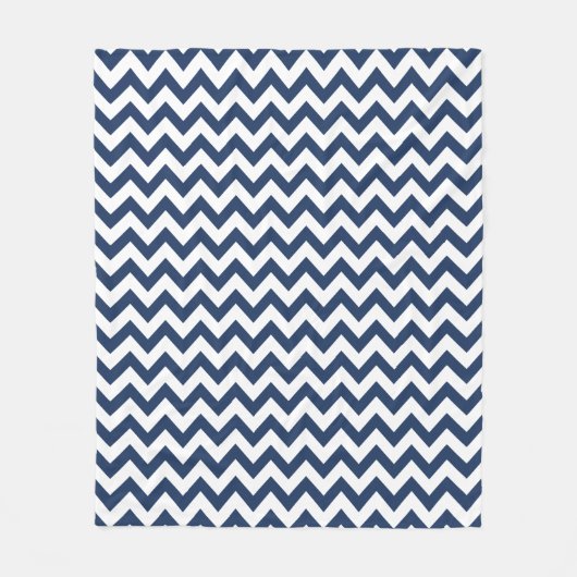 Navy Blue White Zickzack Pattern Fleece Blanket (Vorderseite)