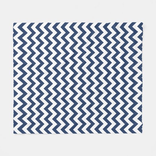 Navy Blue White Zickzack Pattern Fleece Blanket (Vorderseite (Horizontal))