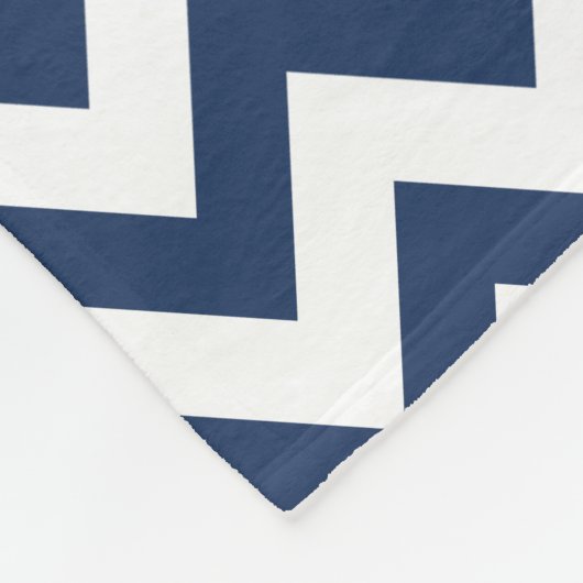 Navy Blue White Zickzack Pattern Fleece Blanket (Ecke)