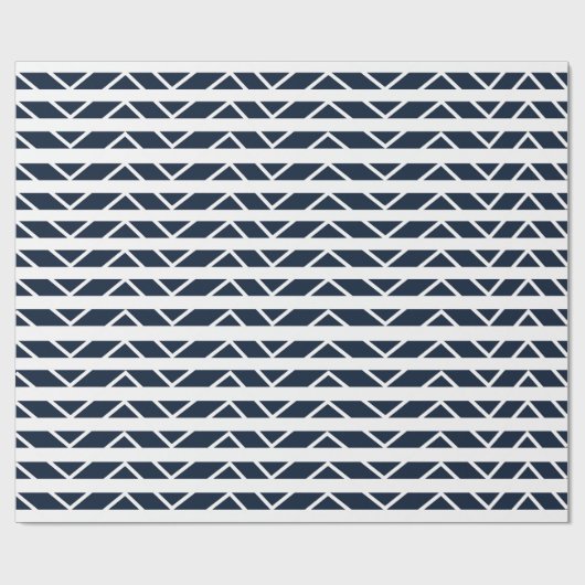 Navy Blue White Zickzack Pattern Geschenkpapier (Flach)