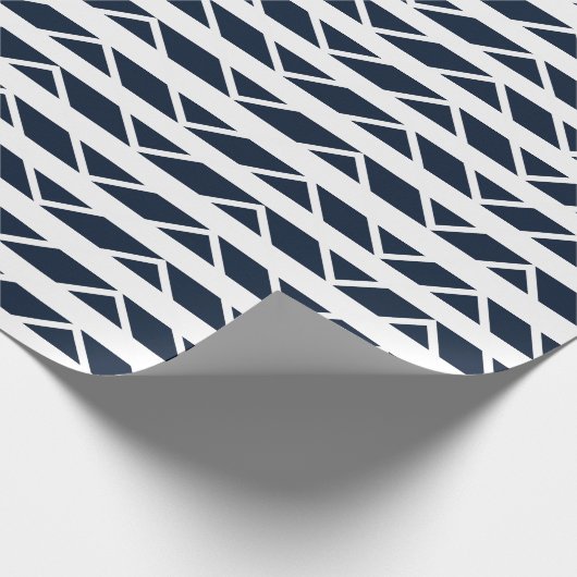 Navy Blue White Zickzack Pattern Geschenkpapier (Ecke)