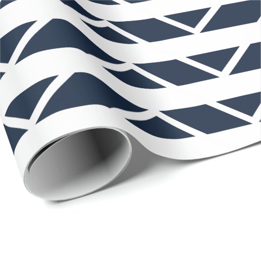 Navy Blue White Zickzack Pattern Geschenkpapier (Rolleneckpunkt)