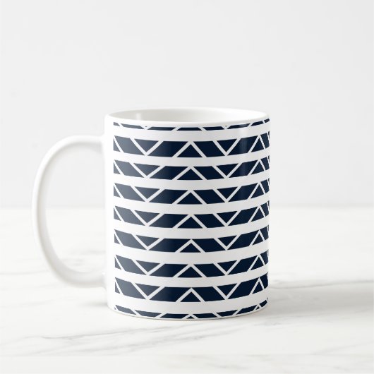 Navy Blue White Zickzack Pattern Kaffeetasse (Links)