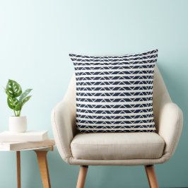 Navy Blue White Zickzack Pattern Kissen
