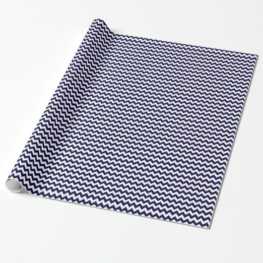 Navy Blue White Zickzack Zig-Zag Muster Geschenkpapier (Ungerollt)