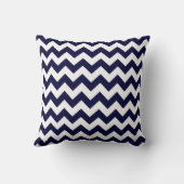Navy Blue White Zickzack Zig-Zag Muster Kissen (Rückseite)
