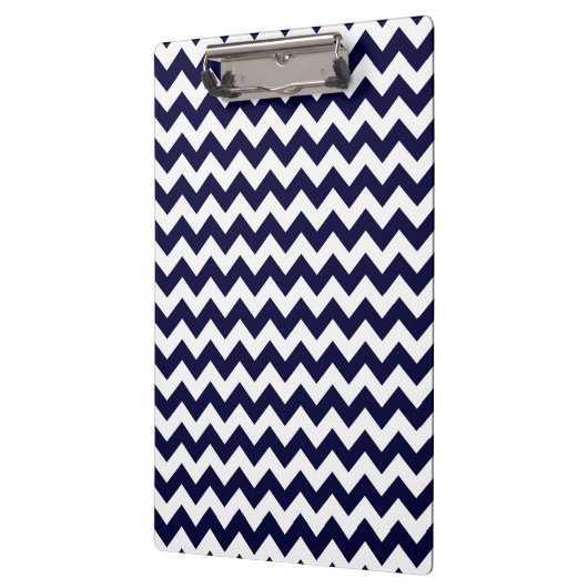Navy Blue White Zickzack Zig-Zag Muster Klemmbrett (Links)