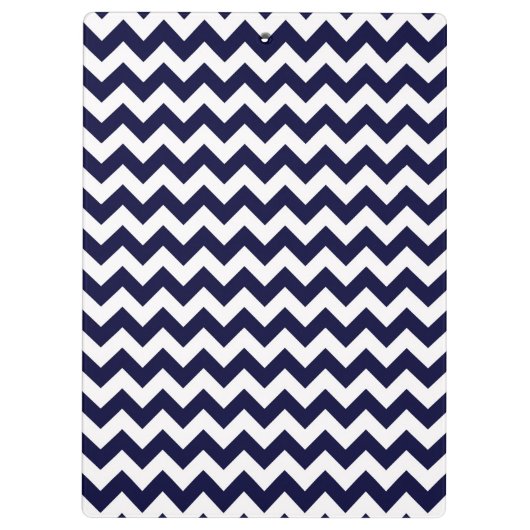 Navy Blue White Zickzack Zig-Zag Muster Klemmbrett (Rückseite)