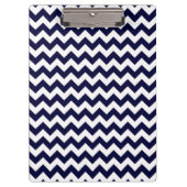 Navy Blue White Zickzack Zig-Zag Muster Klemmbrett (Vorderseite)