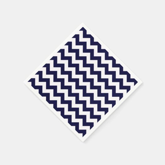 Navy Blue White Zickzack Zig-Zag Muster Serviette (Ecke)