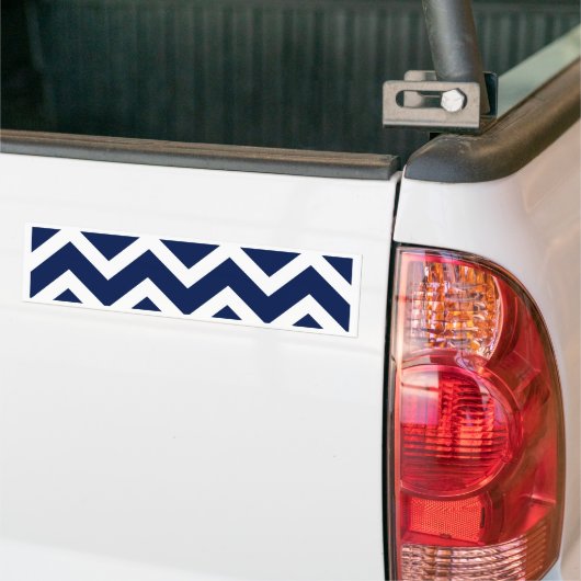 Navy Blue & White Zickzack Zigzag Muster Autoaufkleber (Auf Lkw)