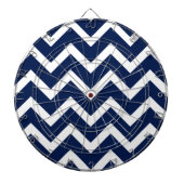 Navy Blue & White Zickzack Zigzag Muster Dartscheibe (vorne)