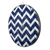 Navy Blue & White Zickzack Zigzag Muster Dartscheibe (Vorderseite rechts)
