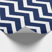 Navy Blue & White Zickzack Zigzag Muster Geschenkpapier (Ecke)