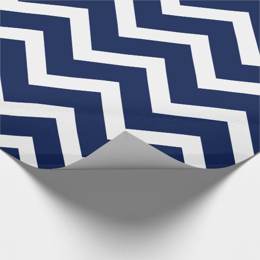 Navy Blue & White Zickzack Zigzag Muster Geschenkpapier (Ecke)