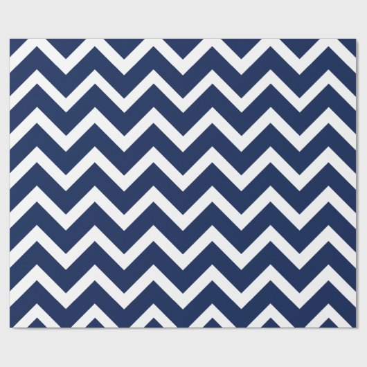 Navy Blue & White Zickzack Zigzag Muster Geschenkpapier (Flach)