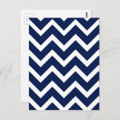 Navy Blue & White Zickzack Zigzag Muster Postkarte (Vorne/Hinten)