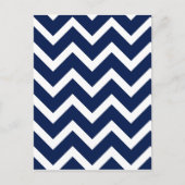 Navy Blue & White Zickzack Zigzag Muster Postkarte (Vorderseite)