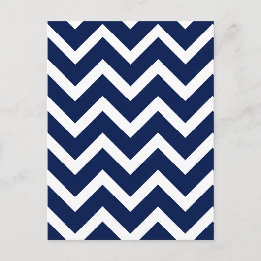 Navy Blue & White Zickzack Zigzag Muster Postkarte (Vorderseite)