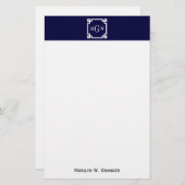 Navy Blue Whites griechischer Key #2 Gerahmt 3 Ini Briefpapier (Vorne/Hinten)