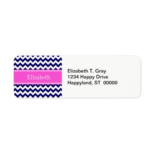 Navy Blue WhZickzack Hot Pink Name Monogram (Vorne)